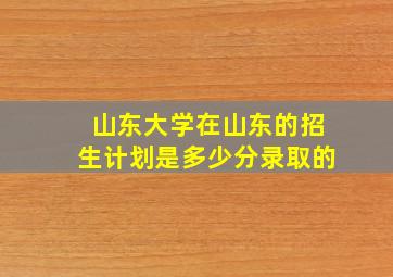 山东大学在山东的招生计划是多少分录取的