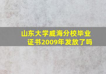 山东大学威海分校毕业证书2009年发放了吗