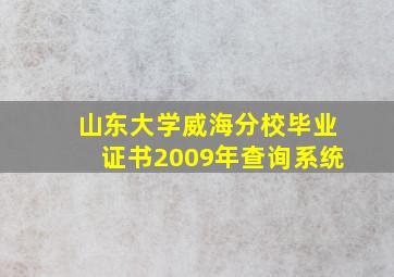 山东大学威海分校毕业证书2009年查询系统