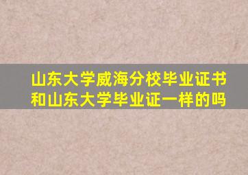 山东大学威海分校毕业证书和山东大学毕业证一样的吗