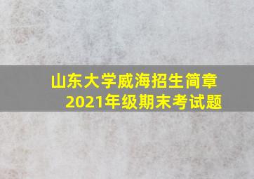 山东大学威海招生简章2021年级期末考试题