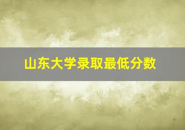 山东大学录取最低分数