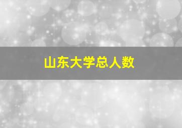 山东大学总人数