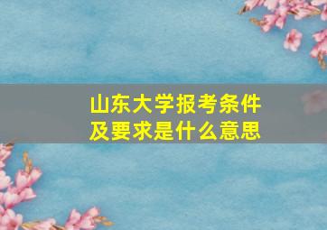 山东大学报考条件及要求是什么意思