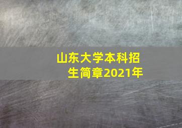 山东大学本科招生简章2021年