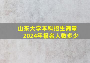 山东大学本科招生简章2024年报名人数多少