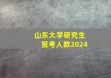 山东大学研究生报考人数2024