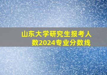 山东大学研究生报考人数2024专业分数线