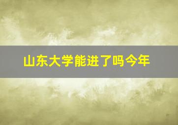 山东大学能进了吗今年