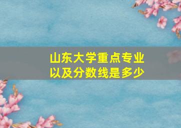 山东大学重点专业以及分数线是多少