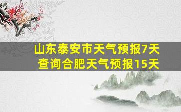 山东泰安市天气预报7天查询合肥天气预报15天