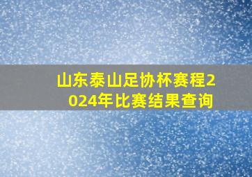 山东泰山足协杯赛程2024年比赛结果查询