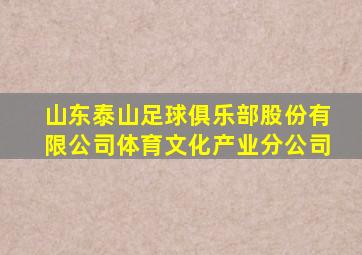 山东泰山足球俱乐部股份有限公司体育文化产业分公司