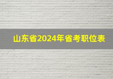 山东省2024年省考职位表