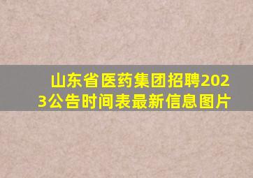 山东省医药集团招聘2023公告时间表最新信息图片