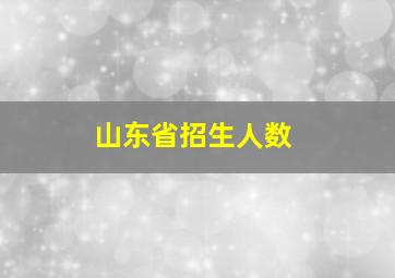 山东省招生人数