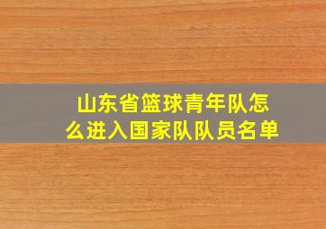 山东省篮球青年队怎么进入国家队队员名单