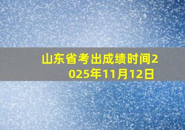 山东省考出成绩时间2025年11月12日