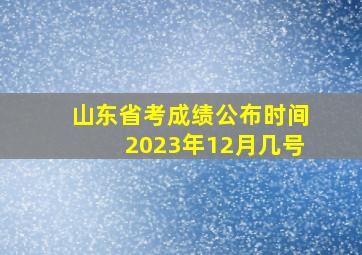 山东省考成绩公布时间2023年12月几号