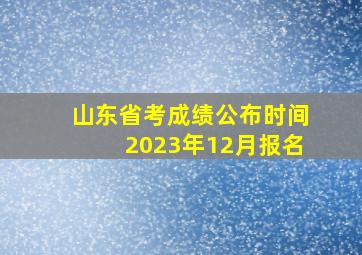 山东省考成绩公布时间2023年12月报名