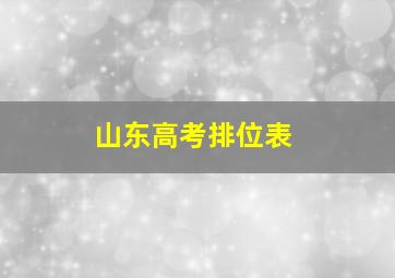 山东高考排位表