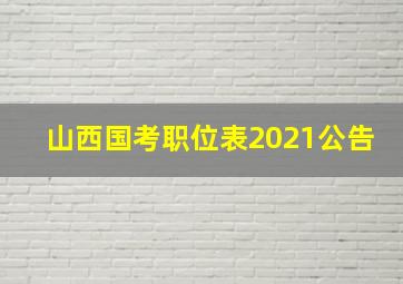 山西国考职位表2021公告