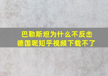 巴勒斯坦为什么不反击德国呢知乎视频下载不了