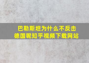 巴勒斯坦为什么不反击德国呢知乎视频下载网站