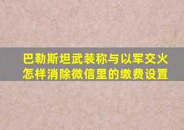 巴勒斯坦武装称与以军交火怎样消除微信里的缴费设置