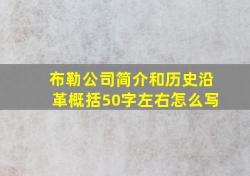 布勒公司简介和历史沿革概括50字左右怎么写