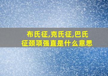 布氏征,克氏征,巴氏征颈项强直是什么意思