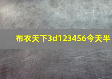 布衣天下3d123456今天半