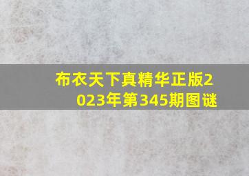 布衣天下真精华正版2023年第345期图谜