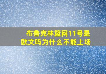 布鲁克林篮网11号是欧文吗为什么不能上场