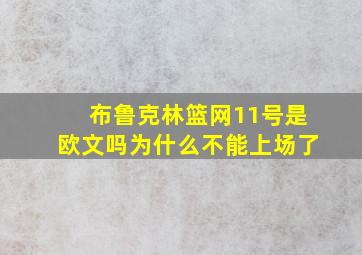 布鲁克林篮网11号是欧文吗为什么不能上场了