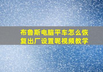 布鲁斯电脑平车怎么恢复出厂设置呢视频教学