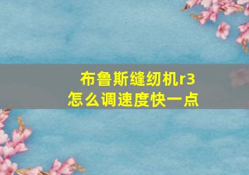 布鲁斯缝纫机r3怎么调速度快一点