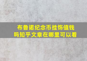 布鲁诺纪念币挂饰值钱吗知乎文章在哪里可以看