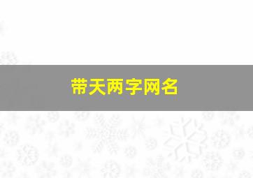 带天两字网名