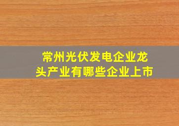 常州光伏发电企业龙头产业有哪些企业上市