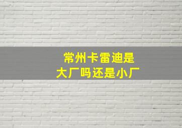 常州卡雷迪是大厂吗还是小厂