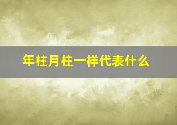 年柱月柱一样代表什么