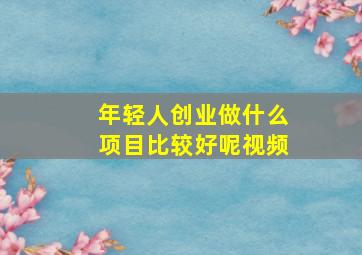 年轻人创业做什么项目比较好呢视频