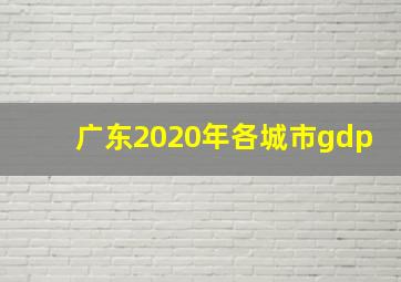 广东2020年各城市gdp