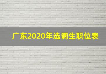 广东2020年选调生职位表