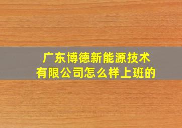 广东博德新能源技术有限公司怎么样上班的