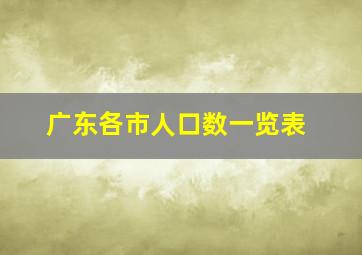 广东各市人口数一览表