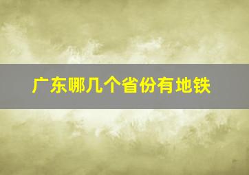 广东哪几个省份有地铁