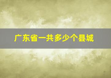 广东省一共多少个县城