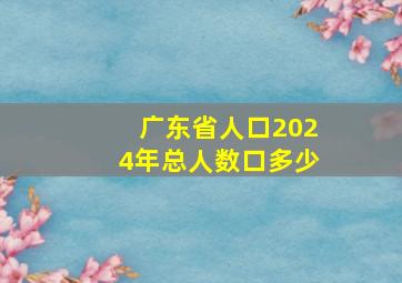 广东省人口2024年总人数口多少